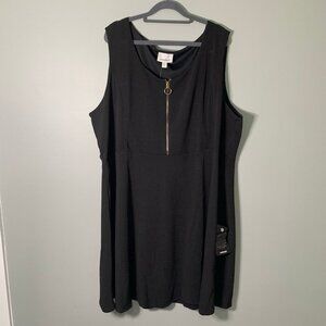 NEW Avenue black stretch sleeveless zipper‎ detail knee length career dress